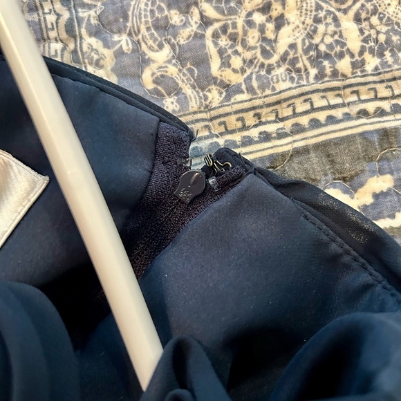 Azazie Dark Navy Chiffon Bridesmaid/Prom/Formal Dress Sleeveless Straps Size 16 - Picture 10 of 12